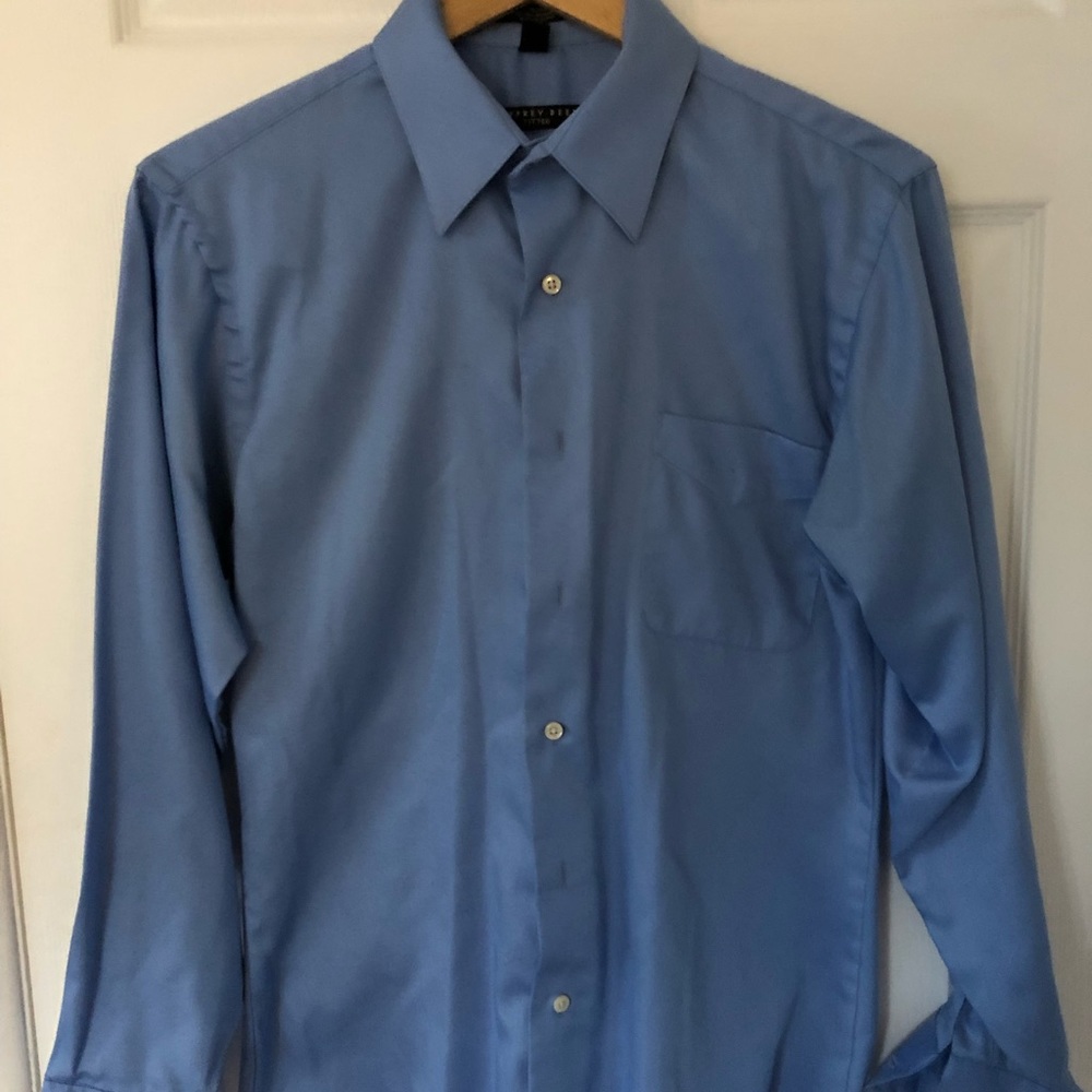 Geoffrey Bean tie blue dress shirt